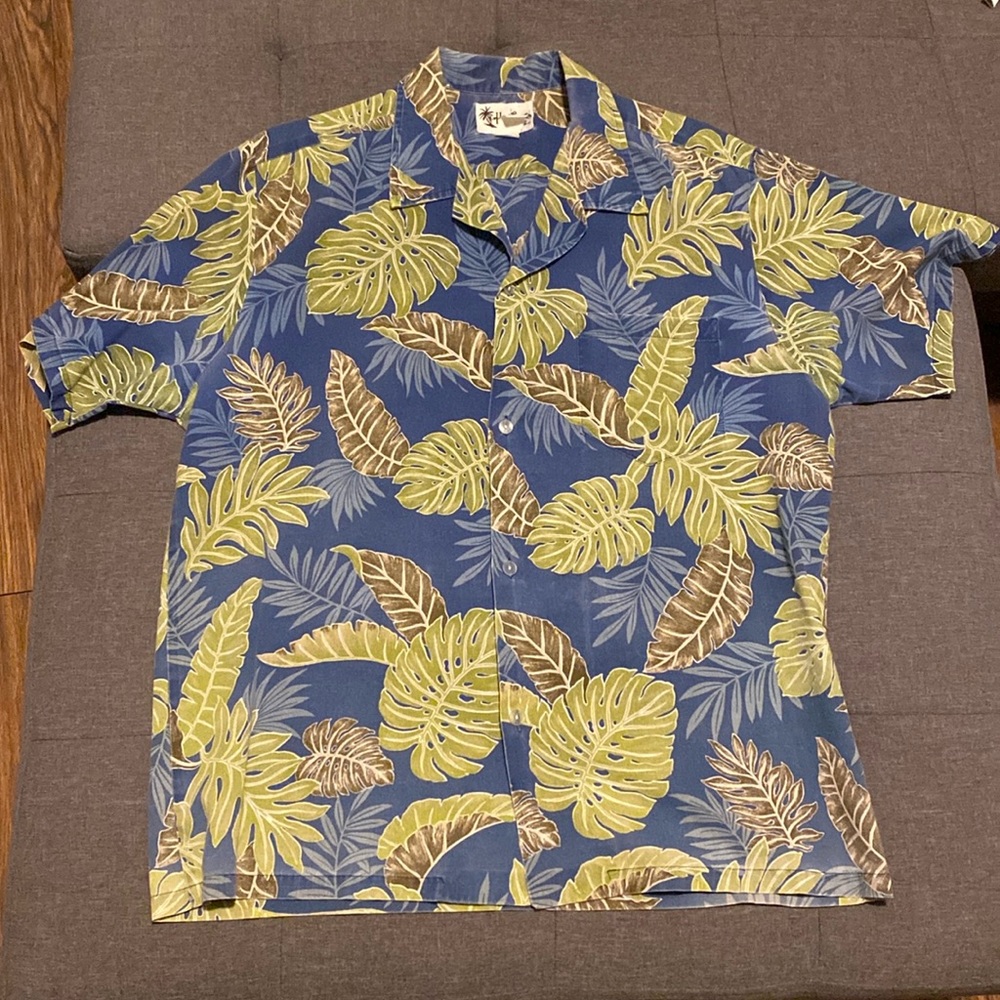 Vintage Howie Hawaiian Aloha Shirt Palm Single Stitch Made in Hawaii Men’s Large